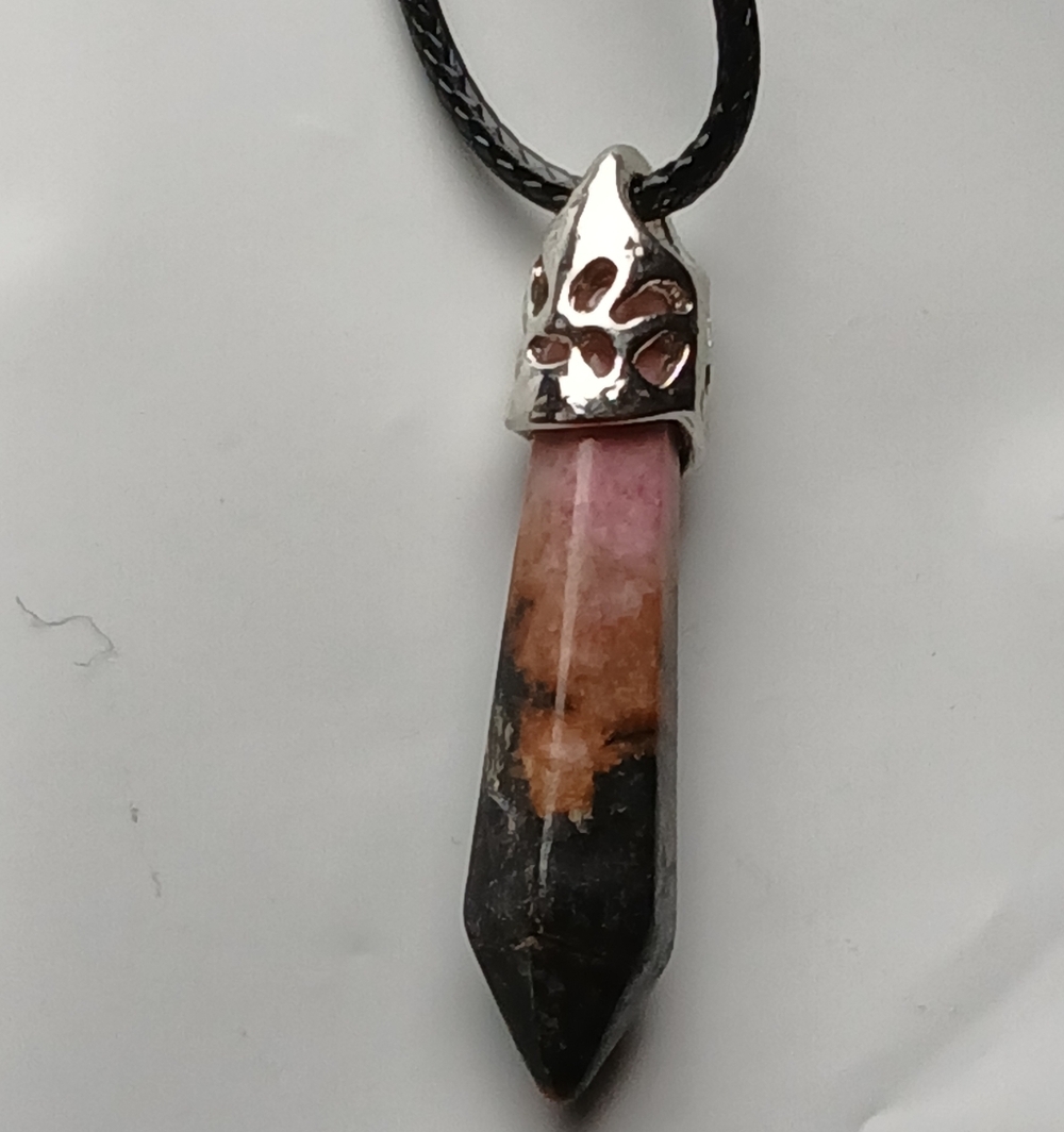 Elegant Rhodonite Stone Pendant Necklace